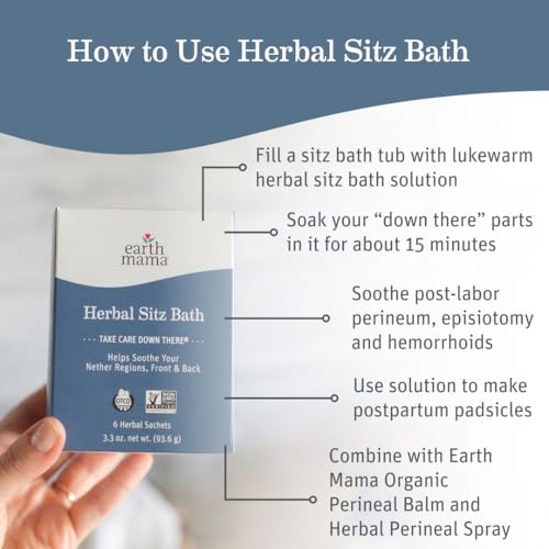 Herbal Sitz Bath | Pregnancy & Postpartum Essentials, Soothing Sitz Bath for Hemorrhoids with Witch Hazel, & Calendula, 6-Count