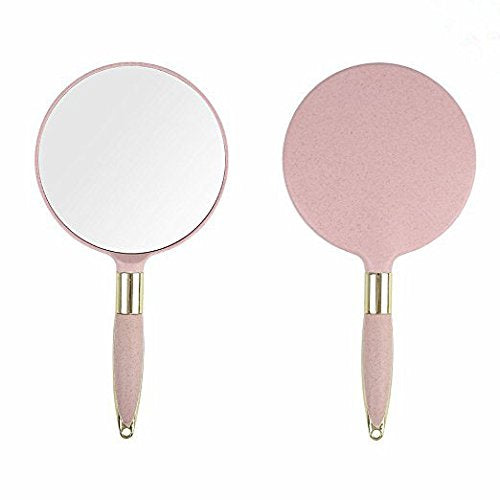 Pink, Circular: Xpxkj Handheld Mirror With Handle, For Vanity Makeup Home Salon Travel Use (Circular, Pink)