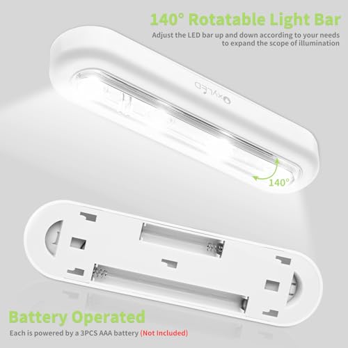 Tap Closet Lights, One Touch Light, Stick-on Anywhere 4-Led Touch Tap Light, Cordless Touch Sensor LED Night Light, Battery Operated Stair Safe Lights, 140° Rotation (2 Pack)
