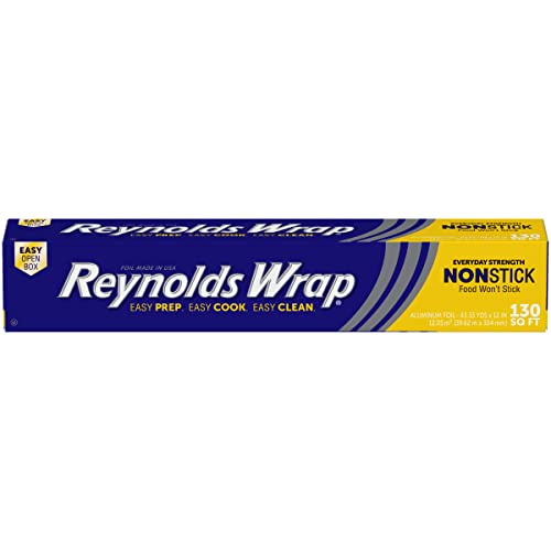 Wrap Non Stick Aluminum Foil, Nonstick Aluminum Foil Roll, Prevents Food Sticking and Messy Cleanup, Great for Covering Casseroles and leftovers, 43.33 Yards x 12 Inches, 130 Sq.Ft.