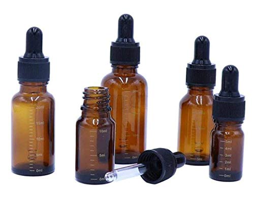 Ericotry 10Ml/0.34Oz: 3 Pcs 10Ml 0.34Oz Empty Refillable Amber Glass Graduated Dropper Bottle Essential Oil Cosmetics Elite Fluid Container Jar Pot Holder with Glass Pipette Dropper