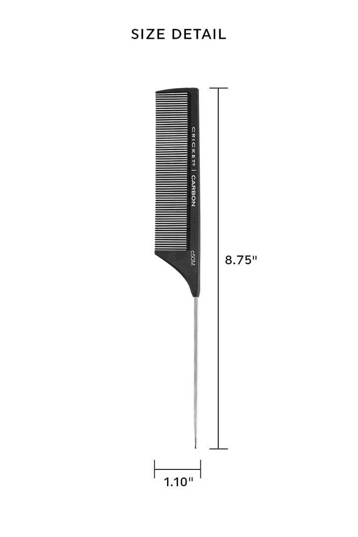 C50M Professional Hair Stylist Carbon Fine Tooth Metal Rattail Comb Anti-Static Heat Resistant Pin Tail Style Combs for Styling Teasing Parting Sectioning Hair Coloring Lifting
