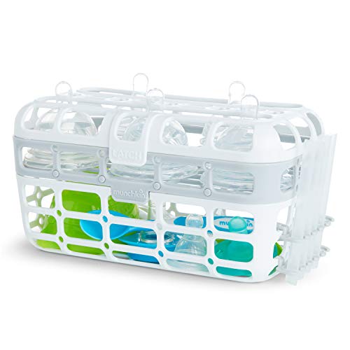 ® Baby Bottle & Small Parts Cleaning Set, Includes High Capacity Dishwasher Basket & Bristle Bottle Brush, Grey