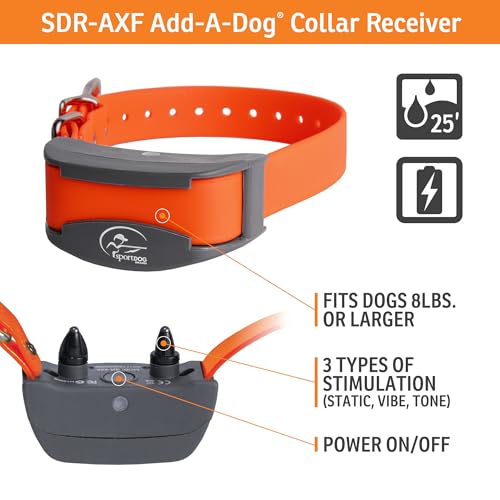 Brand FieldTrainer 425X/SportHunter 825 Add-A-Dog Collar, Remote Training Collar, Hunting Dog Collar - Waterproof and Rechargeable with Tone, Vibration, and Shock (Orange)