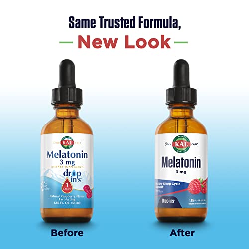 Melatonin DropIns 3mg, Healthy Sleep Aid Support, Liquid Melatonin Drops for Optimal Absorption & Calming Relaxation Support, Fast Acting, Natural Raspberry Flavor, Approx. 55 Servings, 1.85oz