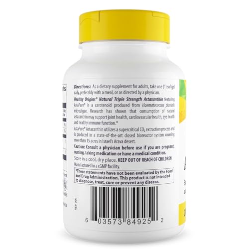 Astaxanthin 12 mg (Natural, Astapure, Triple Strength, Non-GMO, Gluten Free, Eye Support, Joint Support, Immune Support), 60 Softgels