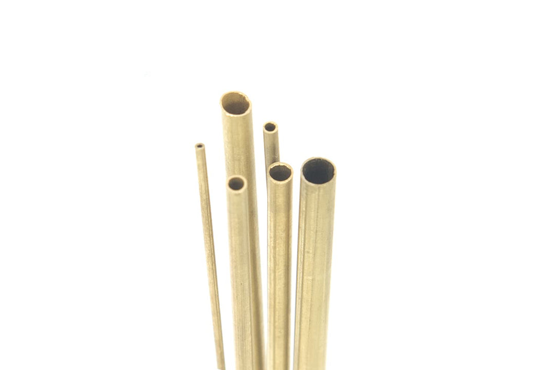 Round Brass Telescopic Tube, 1mm 1.5mm 2mm 2.5mm 3mm 3.5mm OD x 0.2mm Wall Thickness 300mm Length Seamless Straight Pipe Tubing, Pack of 6 Pcs