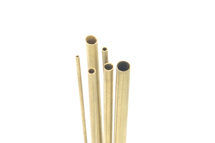 Round Brass Telescopic Tube, 1mm 1.5mm 2mm 2.5mm 3mm 3.5mm OD x 0.2mm Wall Thickness 300mm Length Seamless Straight Pipe Tubing, Pack of 6 Pcs