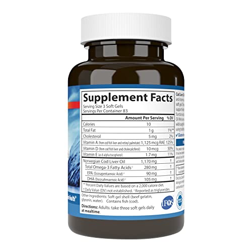 - Cod Liver Oil Minis, 280 mg Omega-3s + Vitamins A & D3, Heart Support & Cognitive Function, Vision Health, 250 Mini Soft Gels