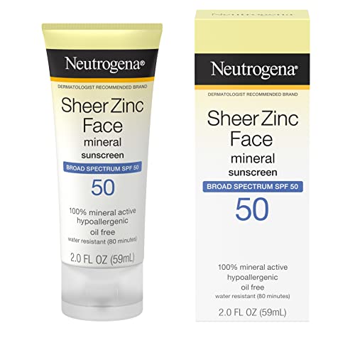 Sheer Zinc Oxide Dry-Touch Face Sunscreen with Broad Spectrum SPF 50, Oil-Free, Non-Comedogenic & Non-Greasy Mineral Sunscreen, 2 fl. oz