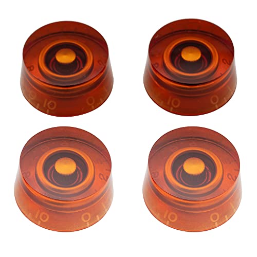 Pro Inch USA LP Guitar Speed Knobs Fine 24-Spline Tone Volume Control Knobs for USA Les Paul CTS Pots Electric Guitar, Amber (Set of 4)
