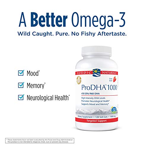 ProDHA 1000, Strawberry - 120 Soft Gels - 1660 mg Omega-3 - High-Intensity DHA Formula for Neurological Health, Mood & Memory - Non-GMO - 60 Servings