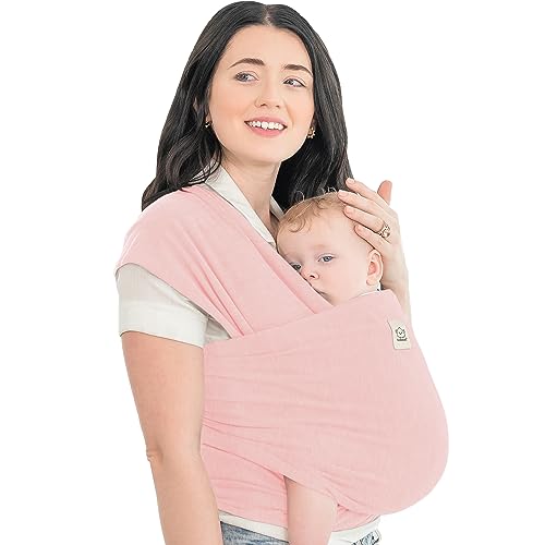 Baby Wrap Carrier - All in 1 Original Breathable Baby Sling, Lightweight Hands Free Baby Carrier Sling, Baby Carrier Wrap, Baby Carriers for Newborn, Infant (Dusty Pink)