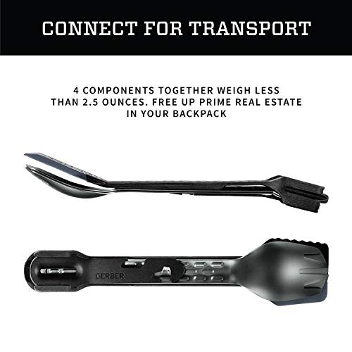 Gerber Gear ComplEAT Camping Utensils Set for Outdoor Cooking, Camping Cutlery with Fork, Spoon, Tongs, Spatula and Multi-Functional Tool, Onyx Black