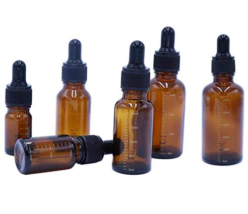 Ericotry 30Ml/1Oz: 3 Pcs 30Ml 1Oz Empty Refillable Amber Glass Graduated Dropper Bottle Essential Oil Cosmetics Elite Fluid Container Jar Pot Holder with Glass Pipette Dropper