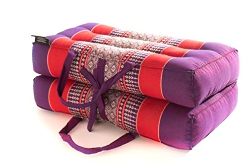 Foldable Cushion - Purple/Red - organic Kapok filling, use folded and unfolded for meditation, soft yoga prop, portable cushion