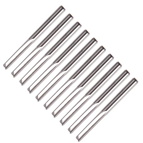 Yakamoz 10Pcs 1/8 Shank Straight Router Bit Set Flush Trim CNC End Mill Router Bits 2 Flute Straight Slot Milling Cutter Woodworking Tool