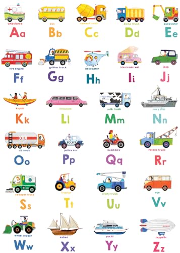 DS8-2005N Transport Alphabet Kids Wall Stickers Wall Decals Peel and Stick Removable Wall Stickers for Kids Nursery Bedroom Living Room
