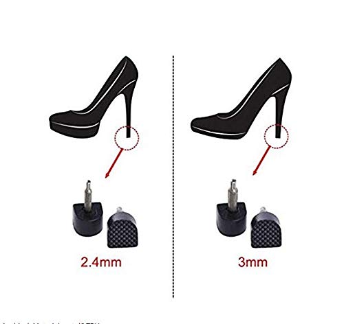 6 Pairs Black U Shaped High Heel Tips Replacement Stiletto Shoe Repair Heel Caps Cover Heel Pin Taps Dowel Lifts Replacement for Women Lady Girls Size 8mm x 8mm (Thin Pin-2.4mm)