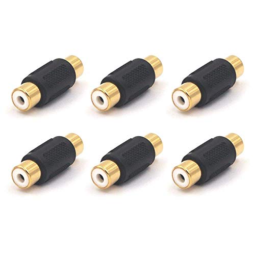 6-Pack Gold Plated RCA Female to RCA Female Coupler,Compatible with Phono,Speaker,RCA Cable,Amplifier