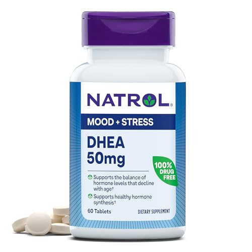Mood & Stress DHEA 50mg With Calcium, Dietary Supplement for Balance of Certain Hormone Level and Mood Support, 60 Tablets, 60 Day Supply