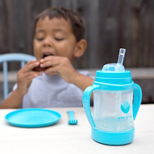Glass Sip & Straw Cup, Light Aqua, 6 Months+, 4 ounces