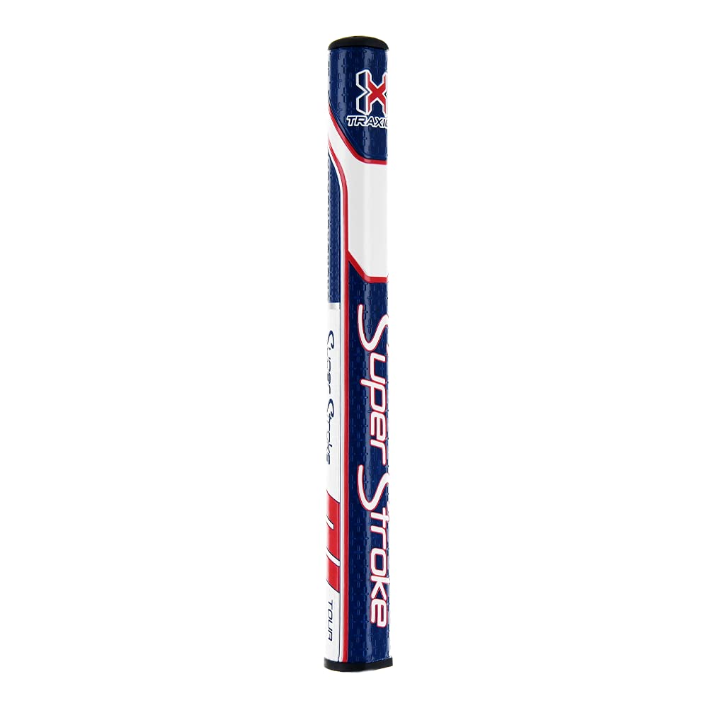SuperStroke Traxion Tour Golf Putter Grip, Red/White/Blue (Tour 5.0) | Advanced Surface Texture That Improves Feedback and Tack | Minimize Grip Pressure with a Unique Parallel Design
