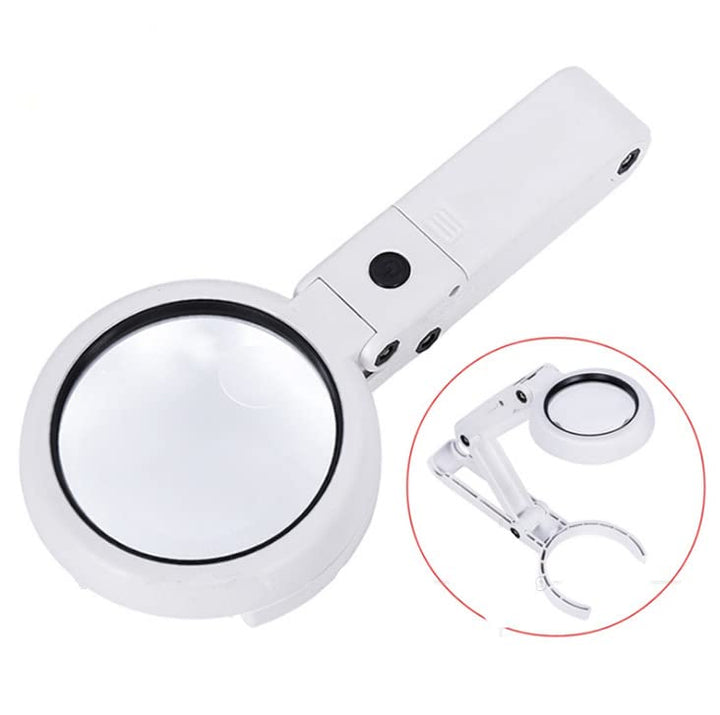 Magnifier Glass Table Lamp,5X/11X Foldable Magnifying Lamp USB Powered,with 8 LED Lights,for Reading,Hobbies,Jewelry,Task Crafts or Workbench