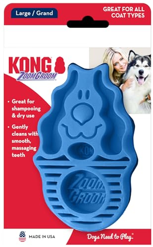 - Zoom Groom Dog Brush, Groom and Massage While Removing Loose Hair and Dead Skin - Blue
