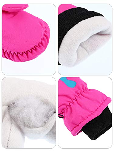 Kids Snow Ski Mittens Winter Gloves Warm Waterproof Mittens for Girls and Boys (Rose Red, 3-6 Years)