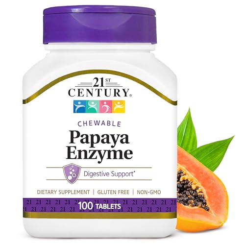 Papaya Enzyme Chewable (100 Count), Papaya & Pineapple Digestive Enzymes for Gut Health, Tropical Flavor, Non-GMO, Gluten-Free, No Added Salt, Yeast, Artificial Flavors