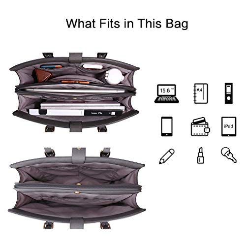Laptop Bag For Women 15.6 Inch Work Tote Bags PU Leather Computer Purse For Business Office With 3 Layer Compartments