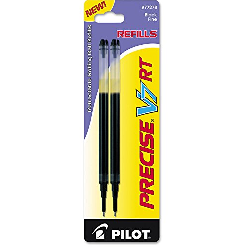 , Precise V7 RT Liquid Ink Refills, Extra Fine Point 0.7 mm, Black, Pack of 2