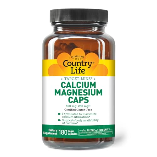 Target-Mins Calcium Magnesium Complex - 1000mg Calcium, 500mg Magnesium, Gluten-Free Supplement for Bone Health