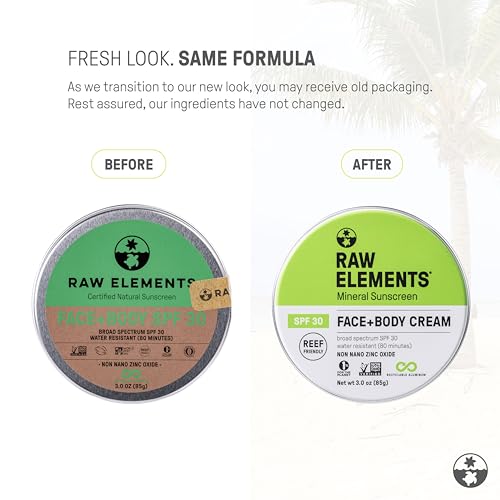 Face and Body Mineral Sunscreen SPF 30 Tin, Organic Sunblock Daily Protection, Non Toxic Reef Safe, Water Resistant, Cruelty Free, Plastic Free, 3 oz (Pack of 1)