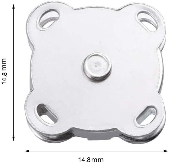 WAFJMAF 10 Sets Sew in Magnetic Plum Blossom Bag Button, Snaps, Clasps for Purses Bags Clothes (14.8mm, Silver)