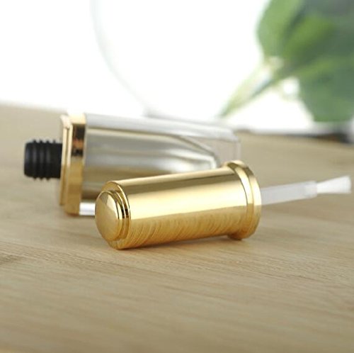 2Pcs 10Ml 0.34Oz Clear Gold Cap Empty Upscale Acrylic Nail Polish Bottles Container Manicure Top Coat Varnish Cosmetic Bottle With Brush