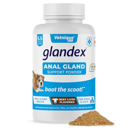Labs Glandex Dog Fiber Supplement Powder for Anal Glands with Pumpkin, Digestive Enzymes & Dog Probiotics for Digestive Health - Vet Recommended - Boot The Scoot (Beef Liver, 5.5oz Powder)