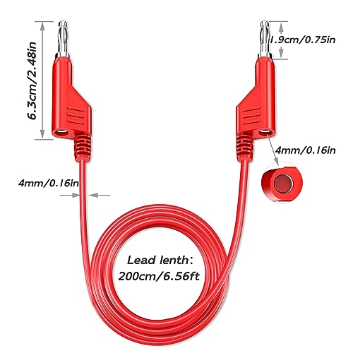 5PCS Stackable Banana to Banana Plug Test Leads Soft Electrical Test Cable Wire 6.56ft/2m for Multimeter 1000V 15A