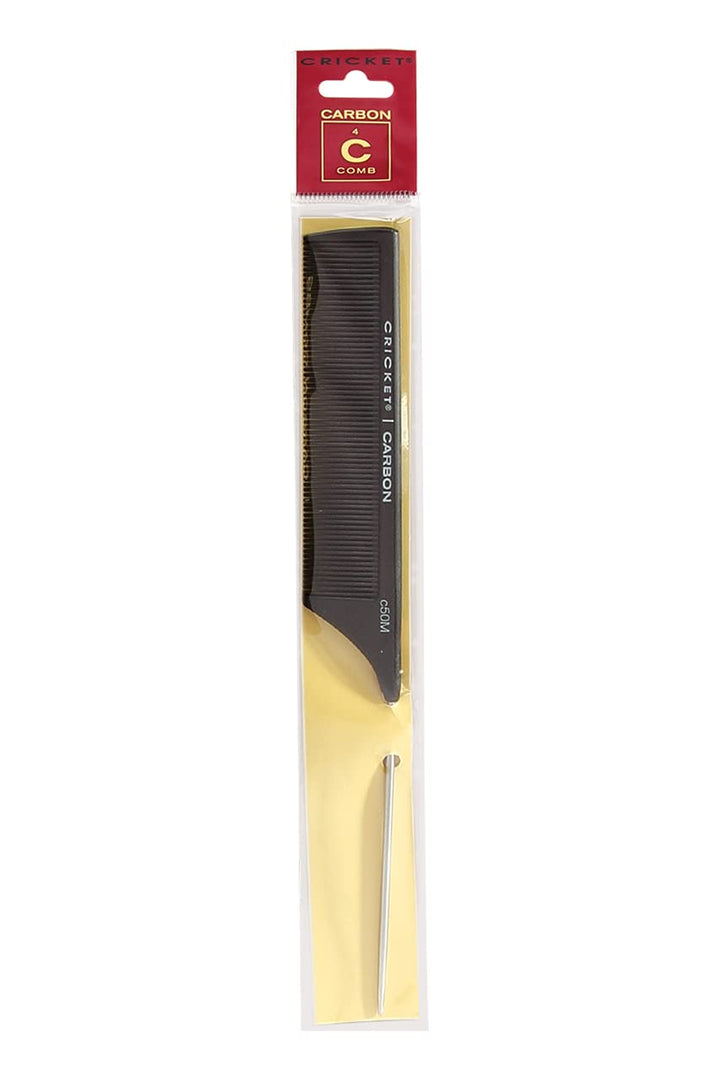 C50M Professional Hair Stylist Carbon Fine Tooth Metal Rattail Comb Anti-Static Heat Resistant Pin Tail Style Combs for Styling Teasing Parting Sectioning Hair Coloring Lifting