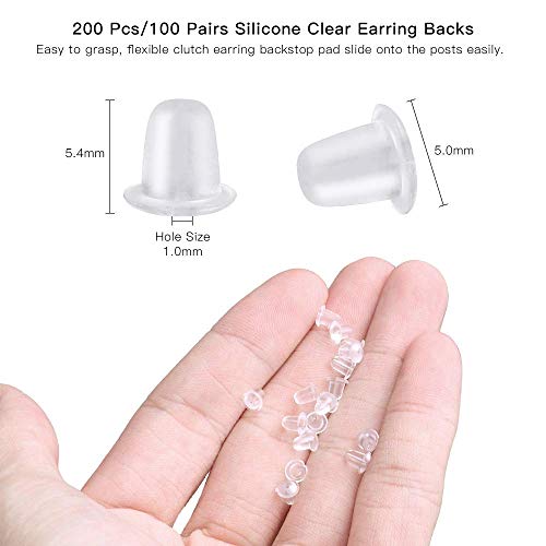 925 Sterling Silver Earring Hooks 200 PCS, Hypoallergenic Earring Hooks for Jewelry Making, Fish Hook Earrings Making Kit, DIY Earring Findings Jewelry Making Supplies, with 200 PCS Earring Backs