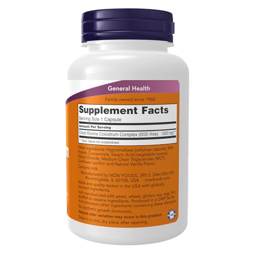 Supplements, Colostrum 500 mg, Naturally occurring Immunoglobulins and Lactoferrin, 120 Veg Capsules