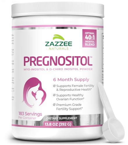 PREGNOSITOL Powder, 6 Month Supply, Myo-Inositol and D-Chiro-Inositol 40:1 Fertility Blend, Free Scoop for Exact Dosage, Premium Balanced Formula, 183 Servings, Vegan, All-Natural and Non-GMO