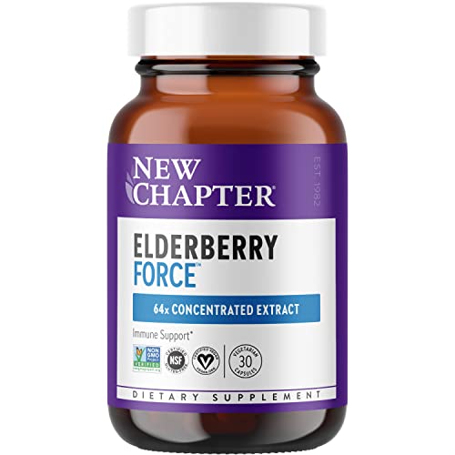 Vegan Elderberry Capsules with 64x Concentrated Black Elderberry + Black Currant for Comprehensive Immune Support, Non-GMO Project Verified, Gluten Free, Certified Vegan, 30 Count