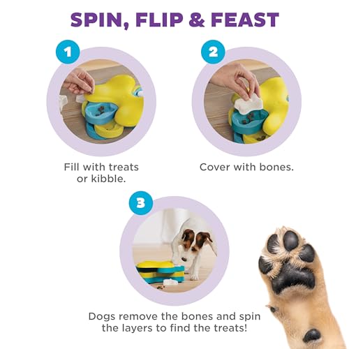 by Nina Ottosson Dog Tornado Treat Puzzle Dog Toy, Level 2 Intermediate, Blue