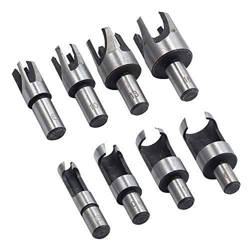 8Pcs Wood Plug Cutter Carbon Steel Straight and Taper Claw Drill Bit Set Woodworking Hole Saw Cutting Tool 5/8 1/2 3/8 1/4