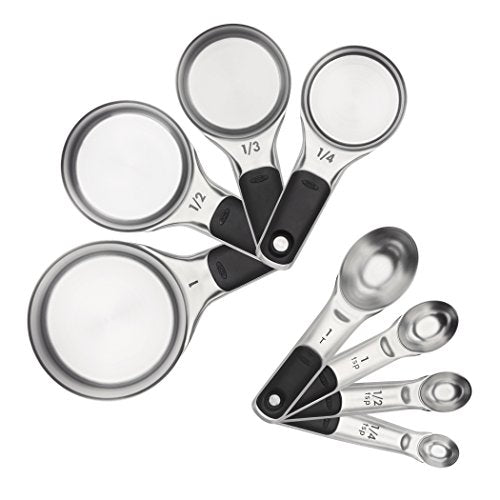 Good Grips Stainless Steel Measuring Cups and Spoons Set, 2.9, 8 Piece
