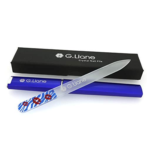 Premium Glass Nail File With Case Professional Crystal Fingernail Files Perfect Manicure Set For Women Men Kids Nail Care Gift Set (Blue)