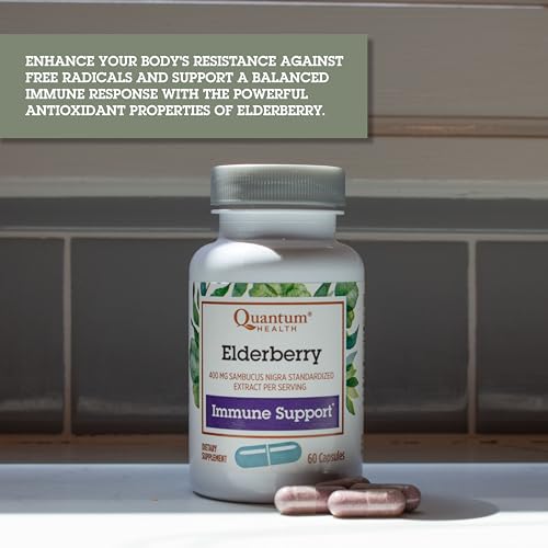 Health Black Elderberry Supplement Sambucus Nigra Extract 400mg Daily Immune Support & Wellness Boost of Powerful Antioxidants for Women & Men - 60 Capsules
