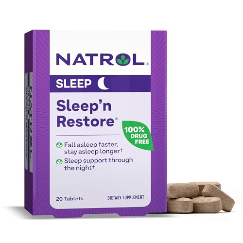 Sleep N Restore Tablets, Sleep Aid Support, Dietary Supplement, Fall Asleep Faster, Stay Asleep Longer, 20 Count